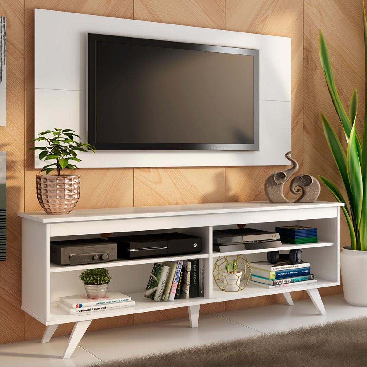 MADESA - Centro de Entretenimiento para TV Udine Mesa y Panel Hasta 55 Pulgadas