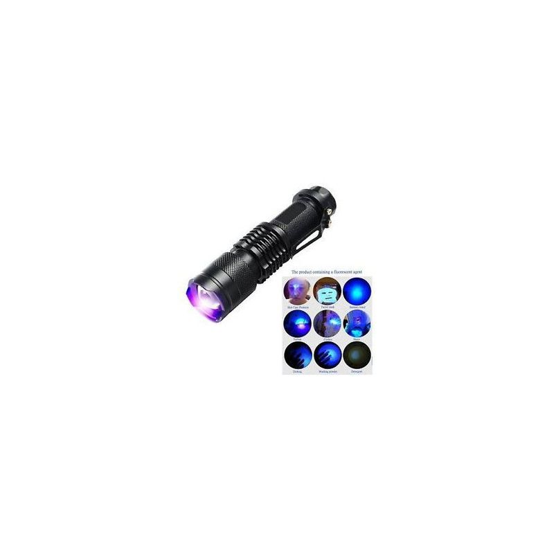 GENERICO - Mini linterna led  UV  multipropósito detector billetes a pilas AA