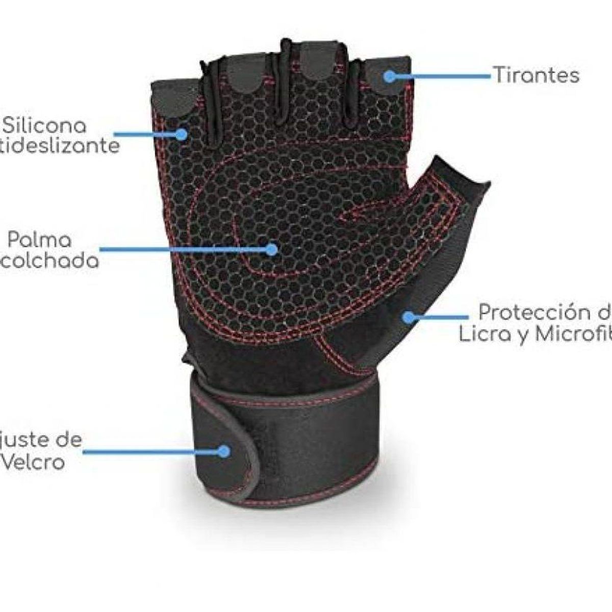GENERICO - Guantes deportivos para gimnasio con muñequera vendaje gym