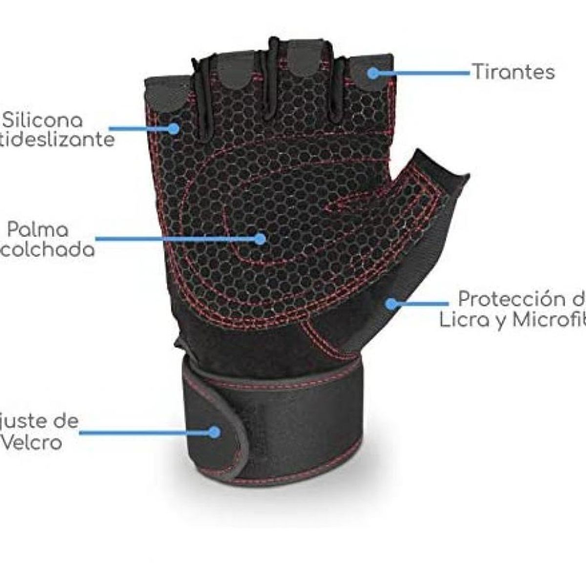 GENERICO - Guantes deportivos para gimnasio con muñequera vendaje gym