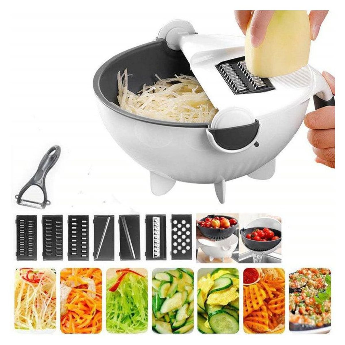 GENERICO - Set colador rayador multifuncional 9 en 1