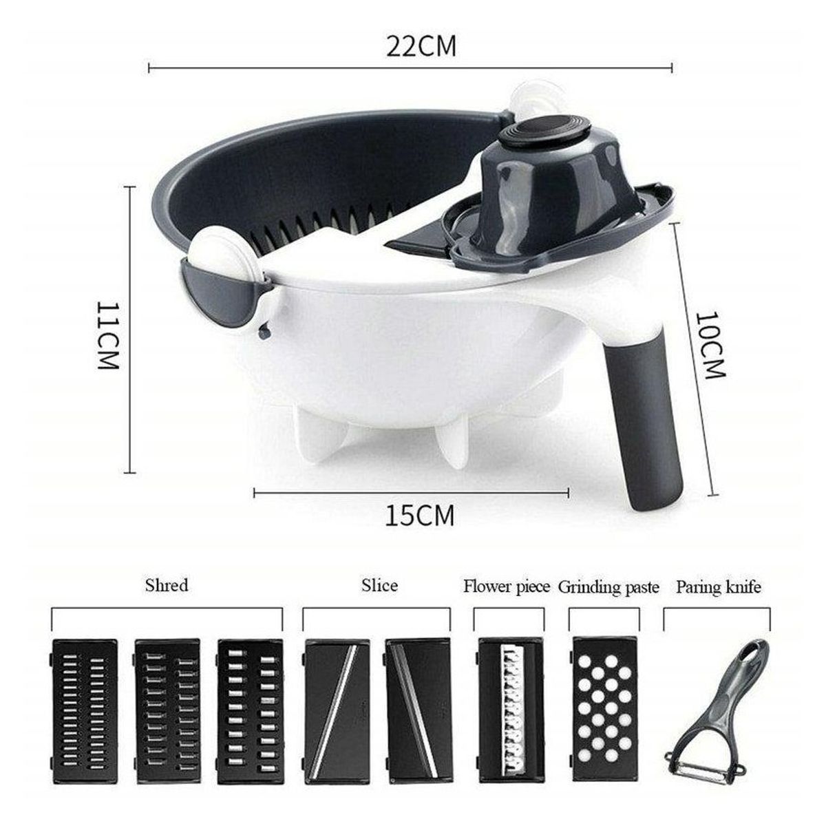 GENERICO - Set colador rayador multifuncional 9 en 1