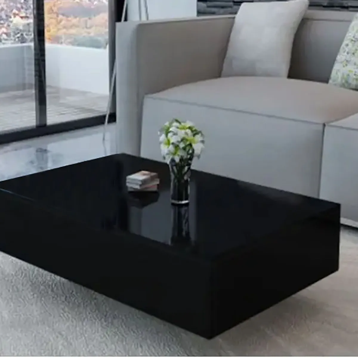 VILLA HOGAR - Mesa de centro Shadow con cajón negro