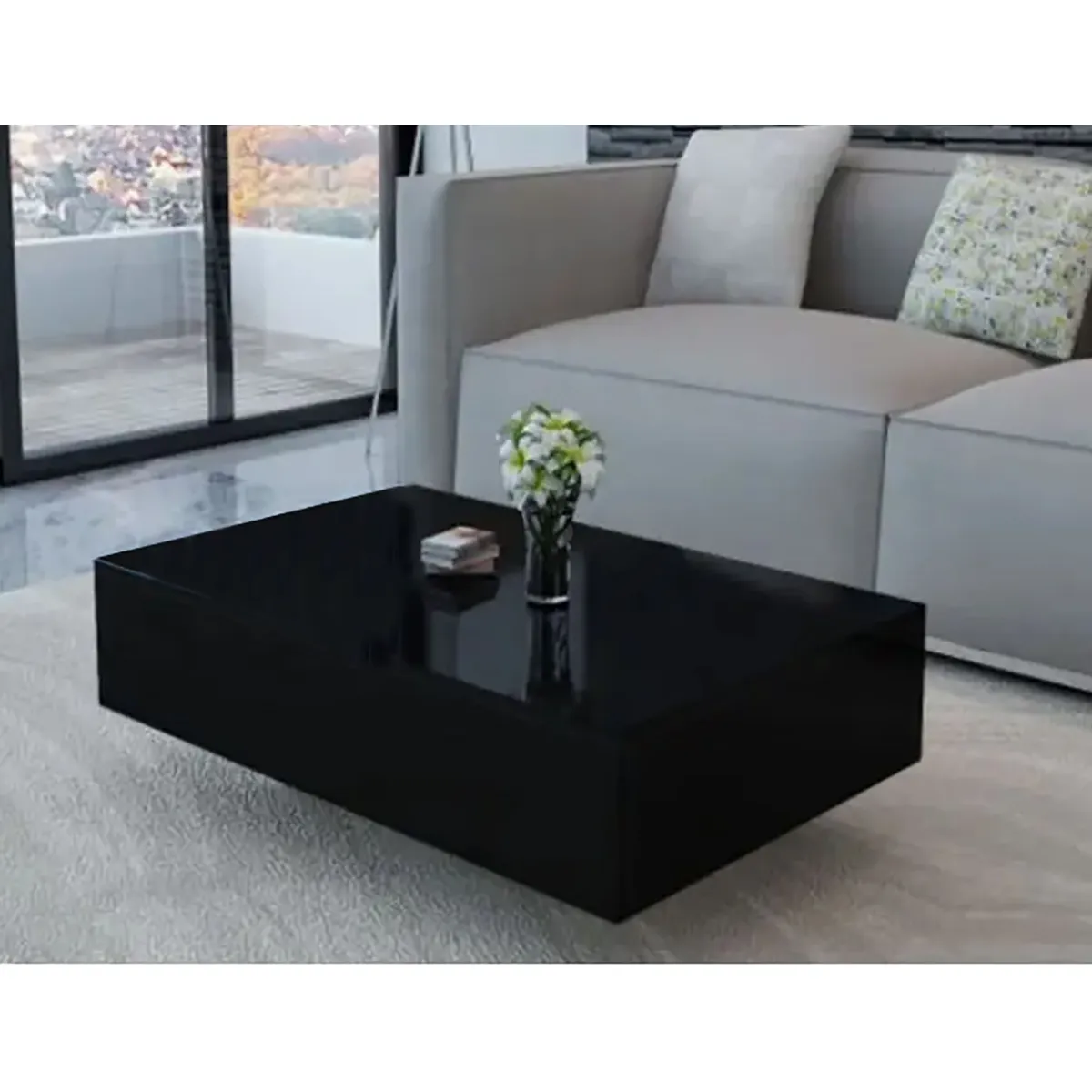 VILLA HOGAR - Mesa de centro Shadow con cajón negro