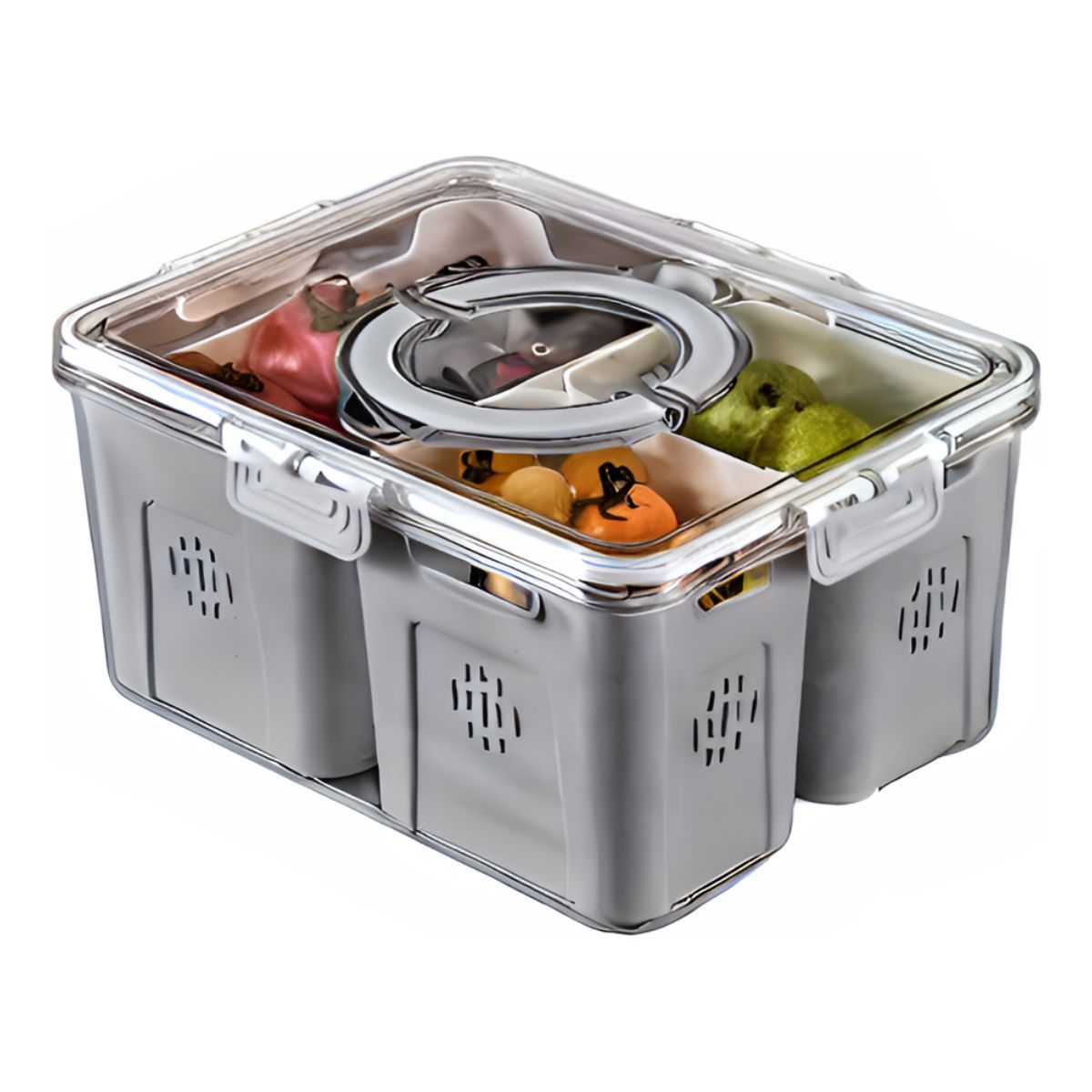 ELMEJORPRECIO - Táper Hermético de  4 Divisiones Escurridor Interno Gris