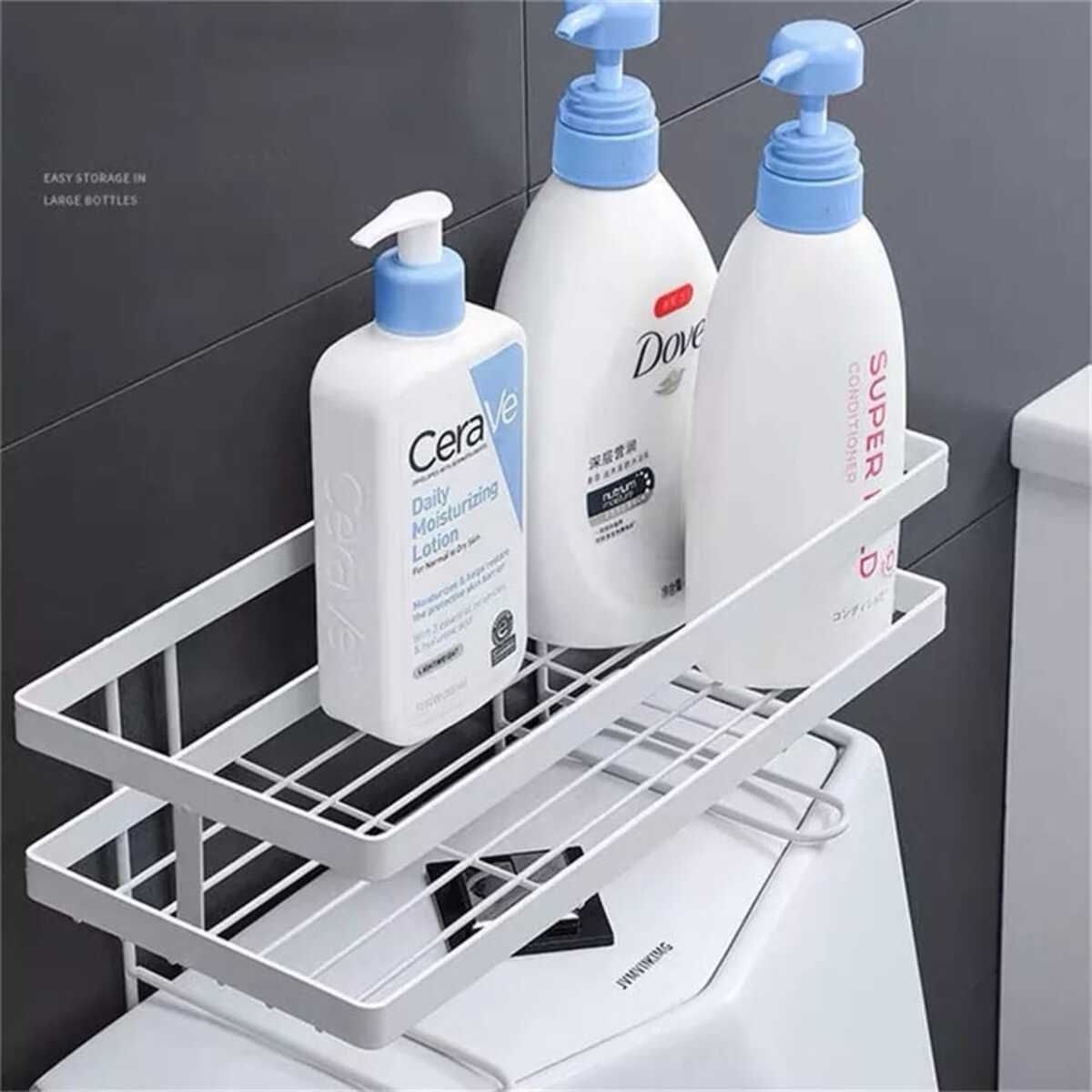 ELMEJORPRECIO - Organizador De Baño Sobre Inodoro De 1 Nivel Con Adhesivo Blanco