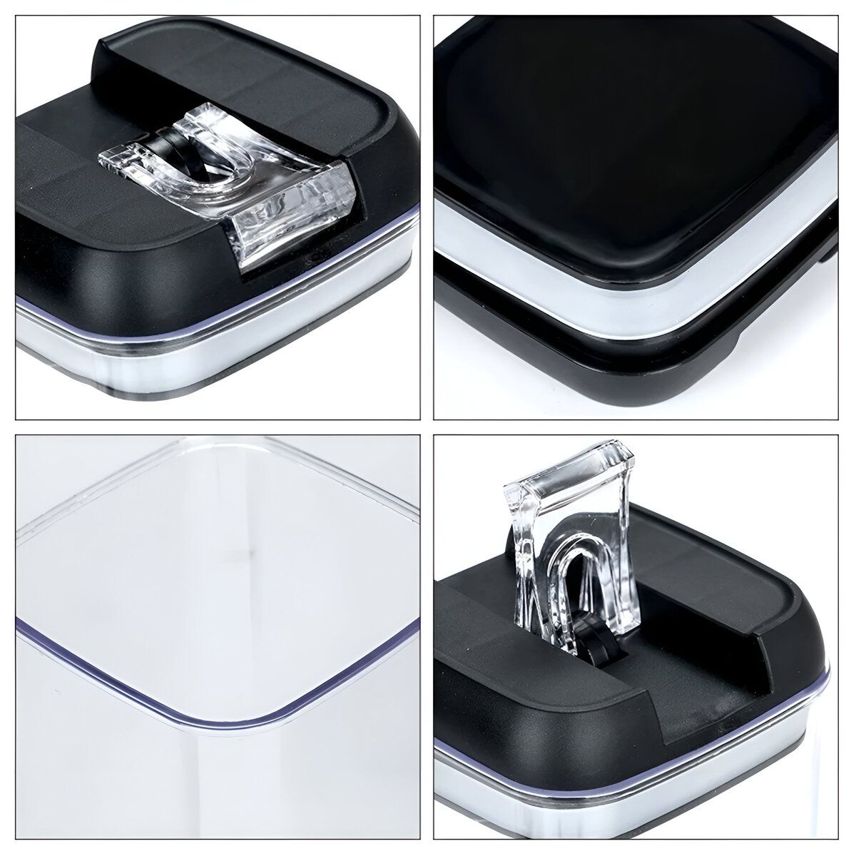 ELMEJORPRECIO - Juego De 7 Frascos Herméticos Con Tapa A Presión Apilables Negra