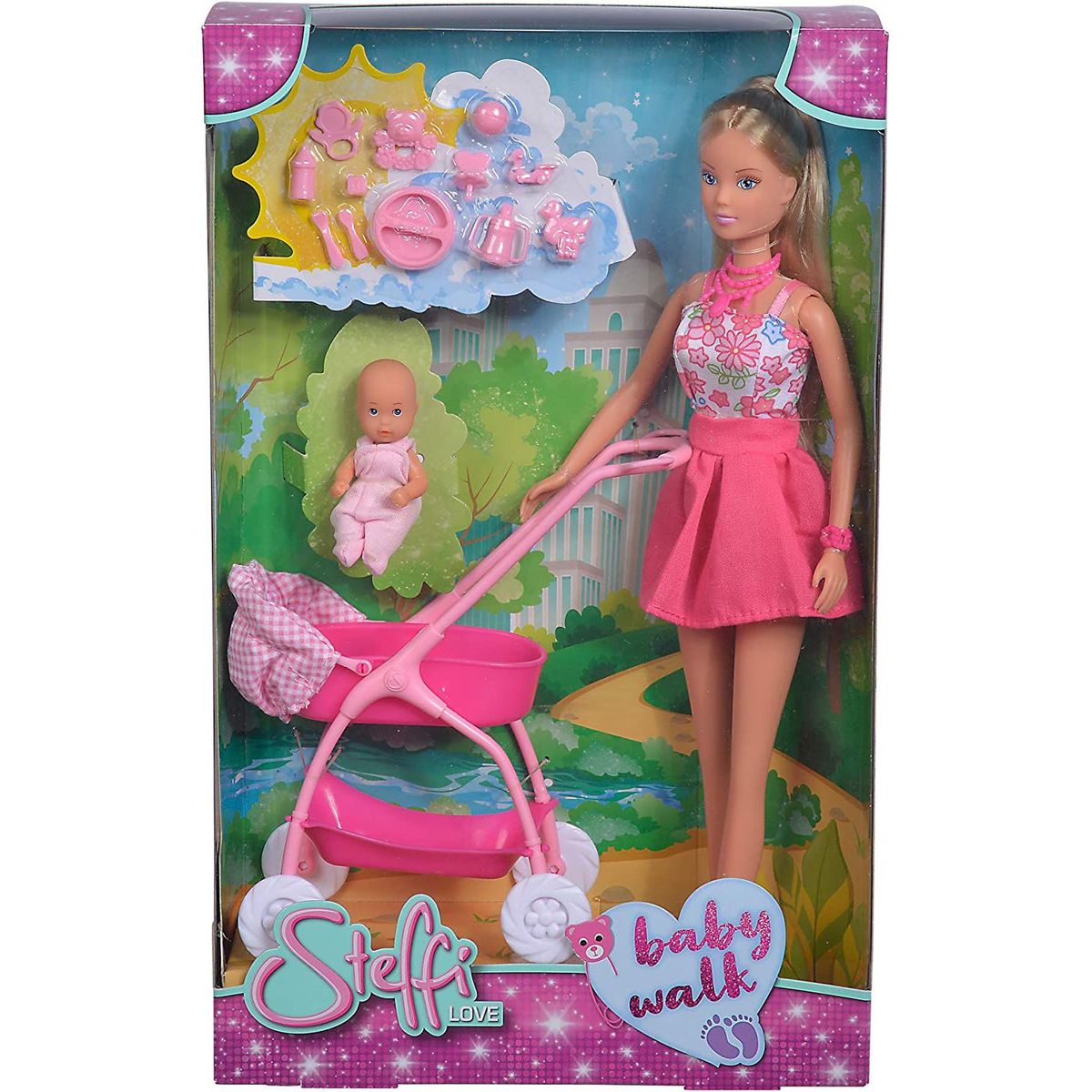 STEFFI LOVE - Juguete Muñeca Steffi Love Paseo de Bebé + Accesorios
