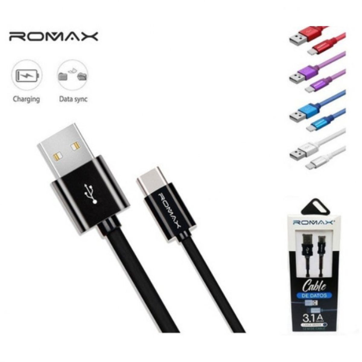 ROMAX - Cable de datos romax tipo c - carga rapida usb a usb
