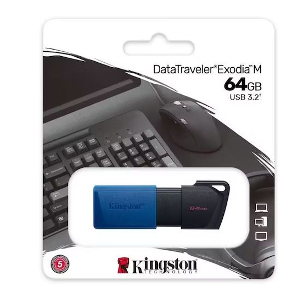 KINGSTON - Memoria Usb 64 Gb Kingston Exodia Negro/Azul 3.2
