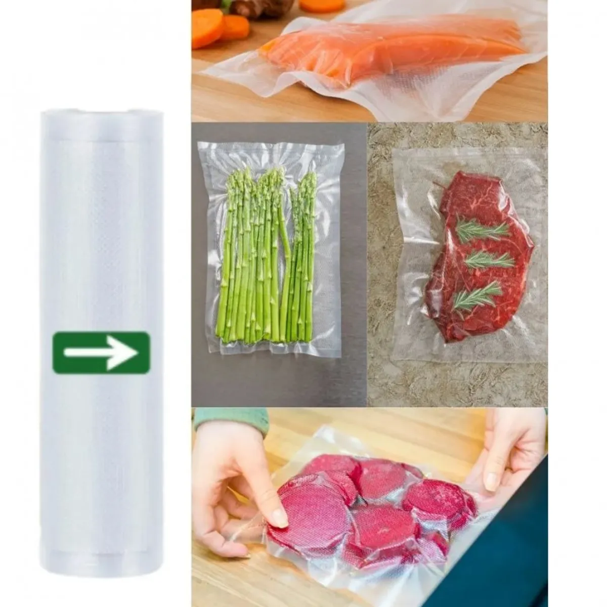 GENERICO - Rollo bolsas para sellado al vacio 15cm x 10m empaque carnes frutas