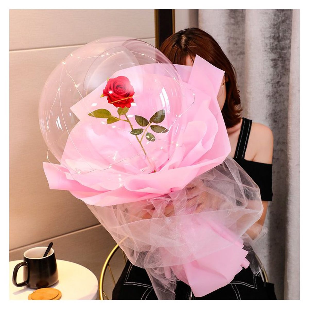 GENERICO - Globo bouquet de rosa decoracion led  luminoso