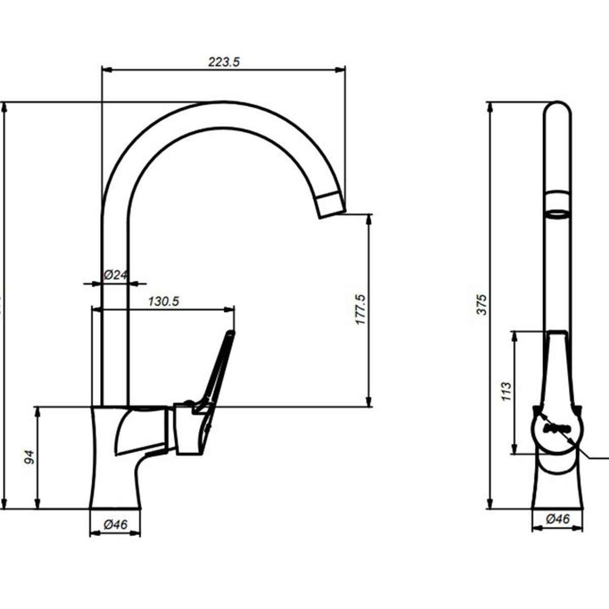 ITALGRIF - Mezcladora bar pico giratorio modelo barbados cromo Italgrif