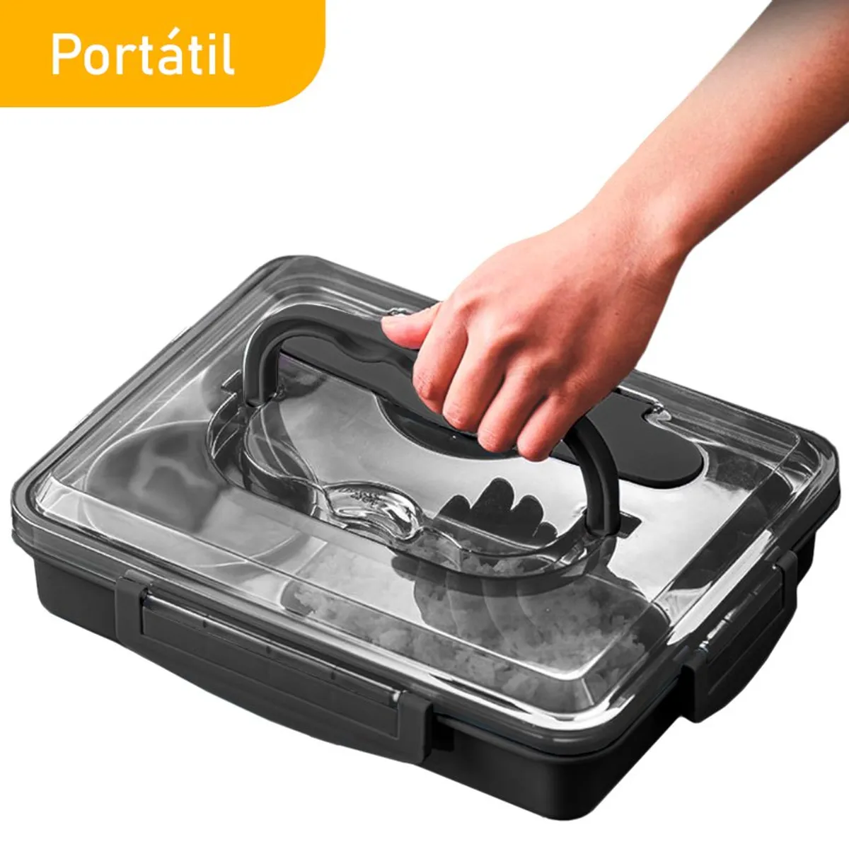 GENERICO - Lonchera táper de comida y alimentos 5 divisiones con asa+cubiertos ng