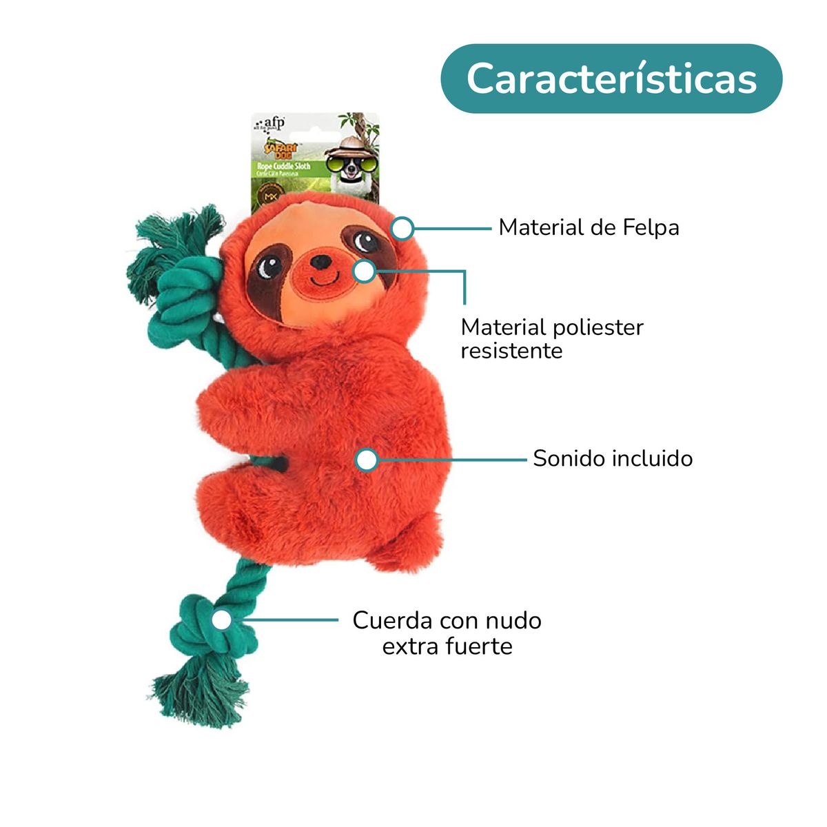 ALL FOR PAWS - Peluche para perros -  Perezoso Acurrucador con cuerda
