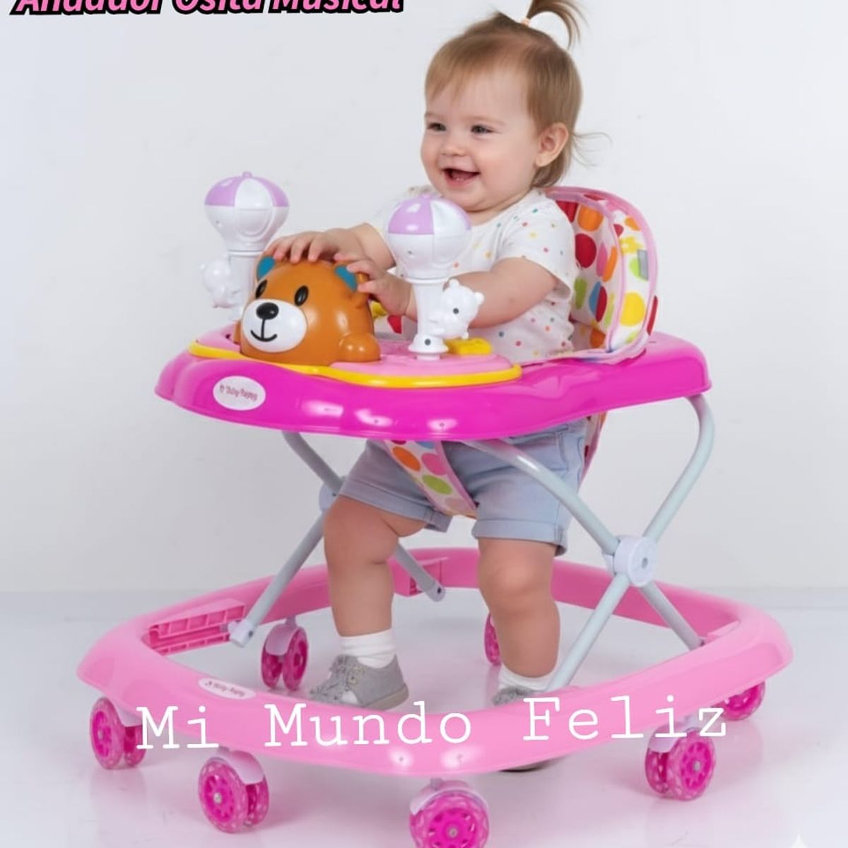 BABY HAPPY - Andador para bebe Osito tablero musical Ven conmigo rosa