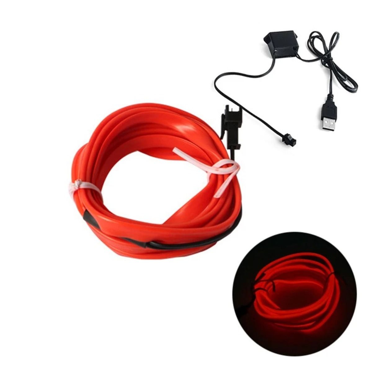 ELMEJORPRECIO - Luz Led Para El Interior Auto Con Conexión USB Rojo