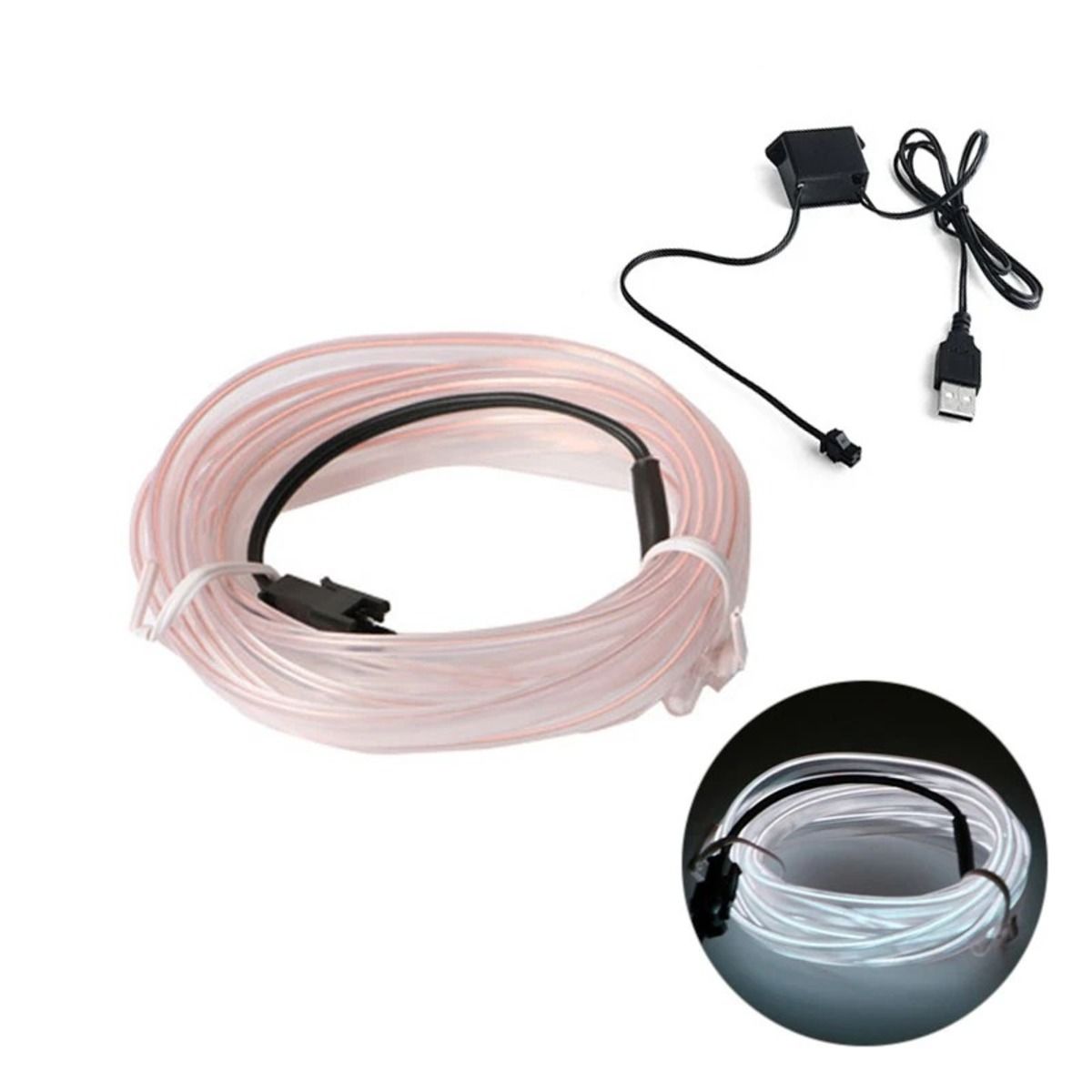 ELMEJORPRECIO - Tira Luz Led Para El Interior Del Auto Conexión USB Blanco