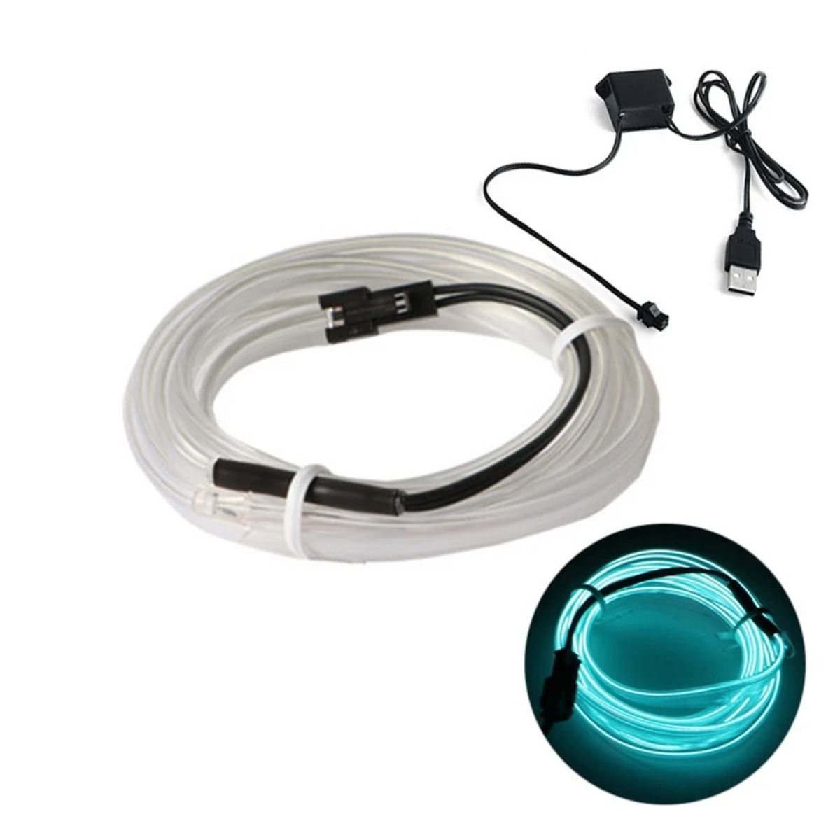 ELMEJORPRECIO - Luz Led Para El Interior Auto Iluminación Con USB Celeste