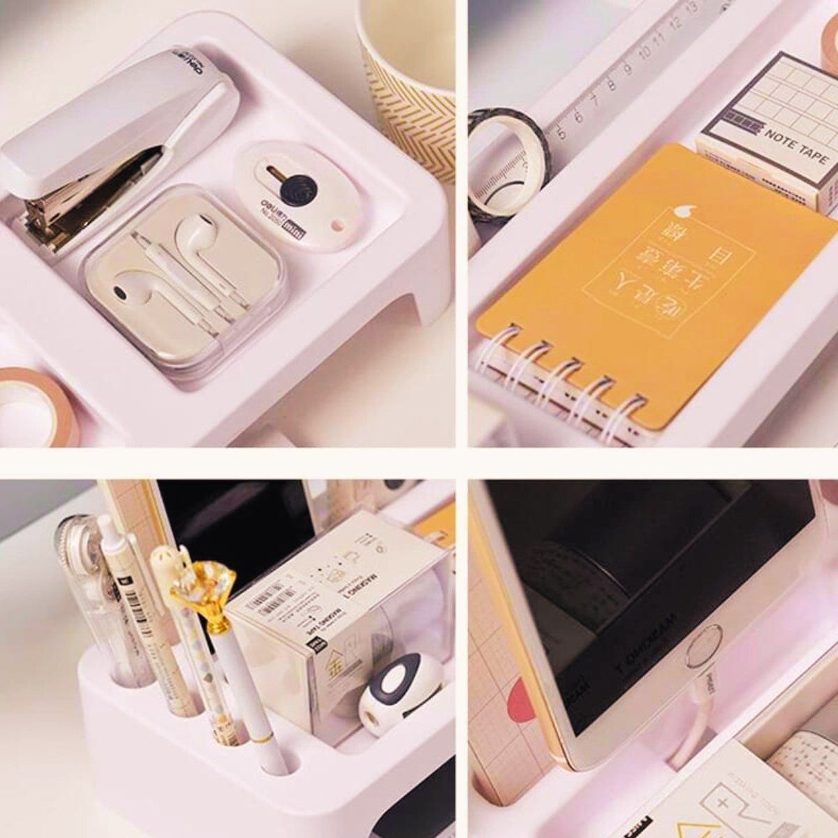 ELMEJORPRECIO - Organizador De Escritorio Elevado Para Oficina Rosado