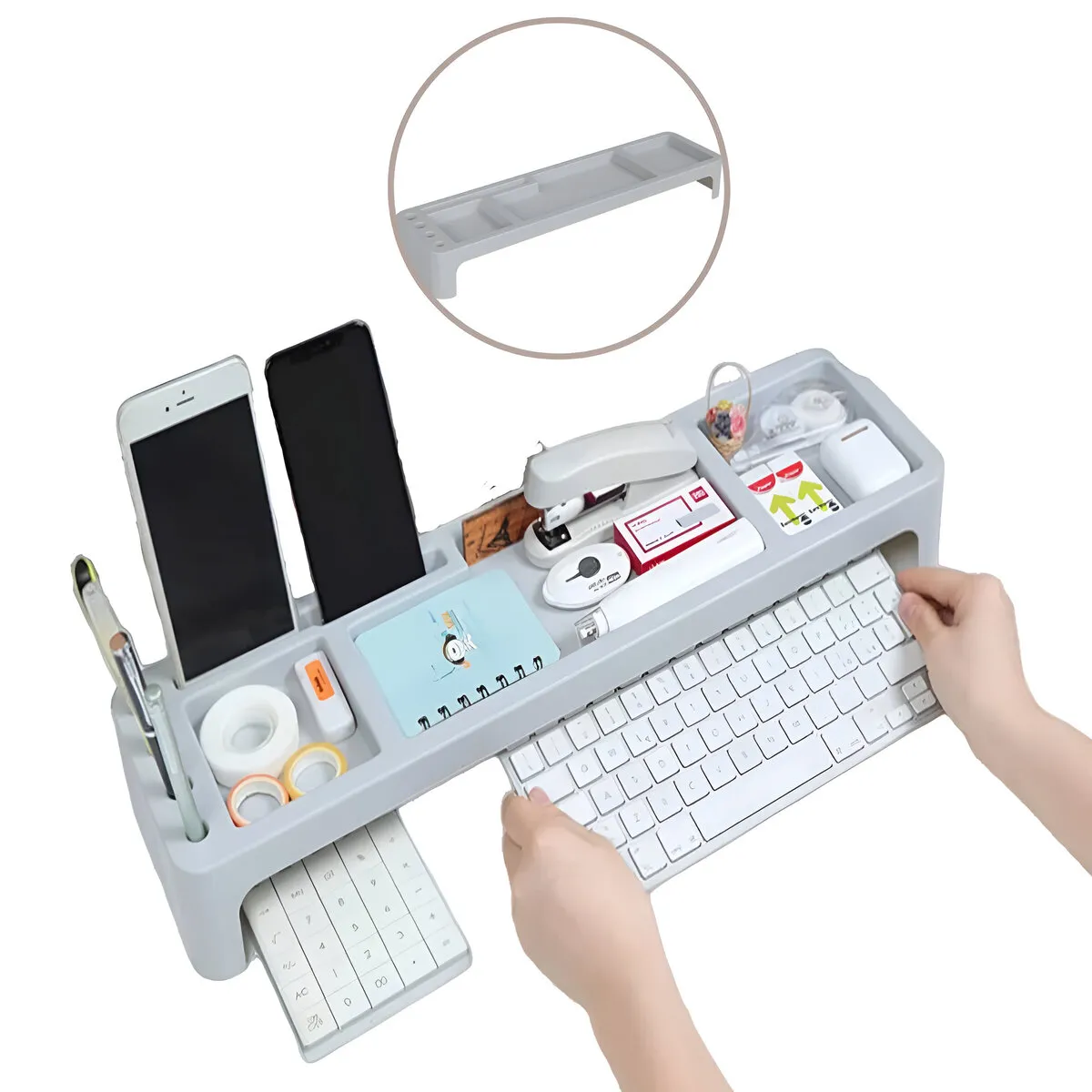 ELMEJORPRECIO - Organizador De Escritorio Portátil Elevado Gris