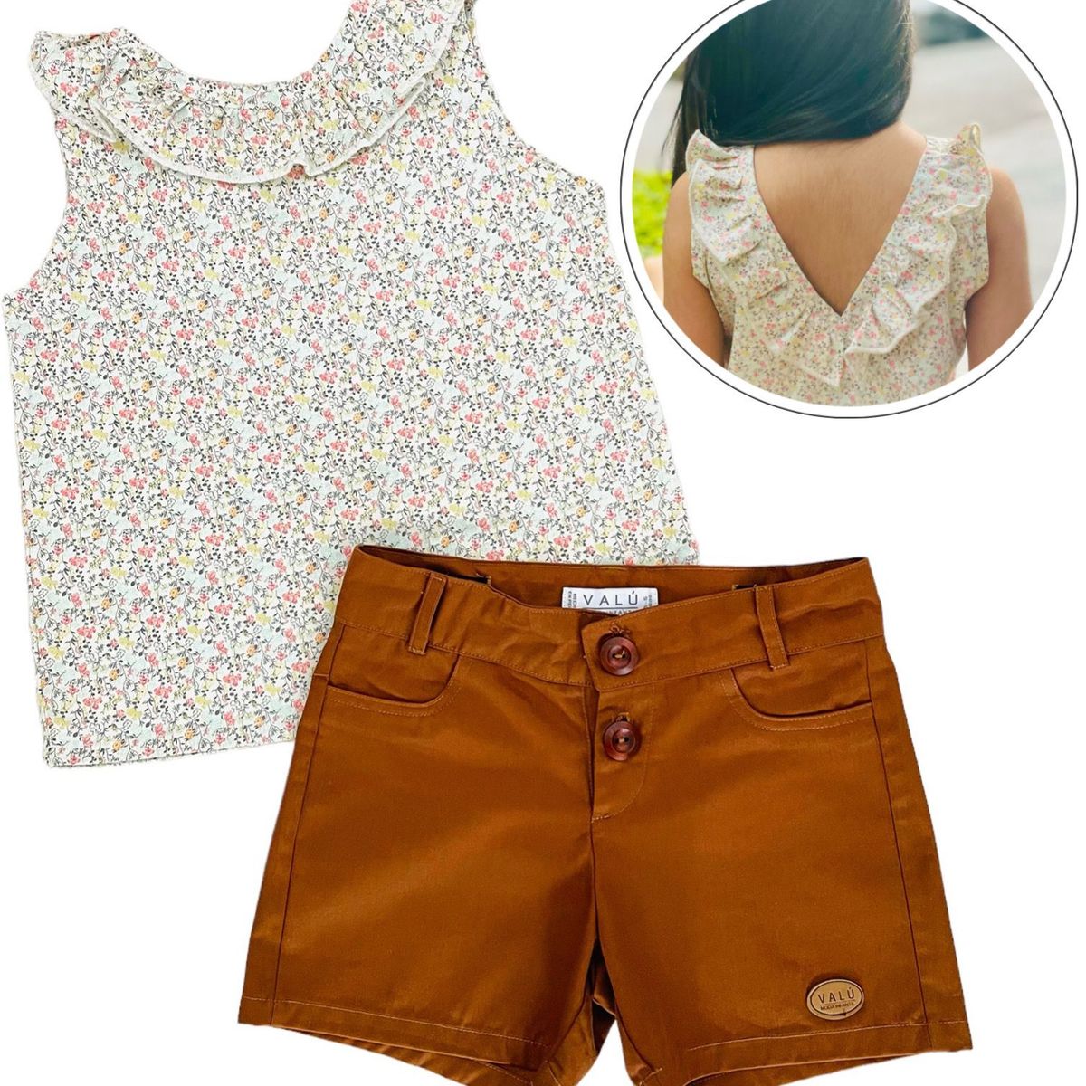 VALU MODA INFANTIL - Short y Blusa Floreada para niña