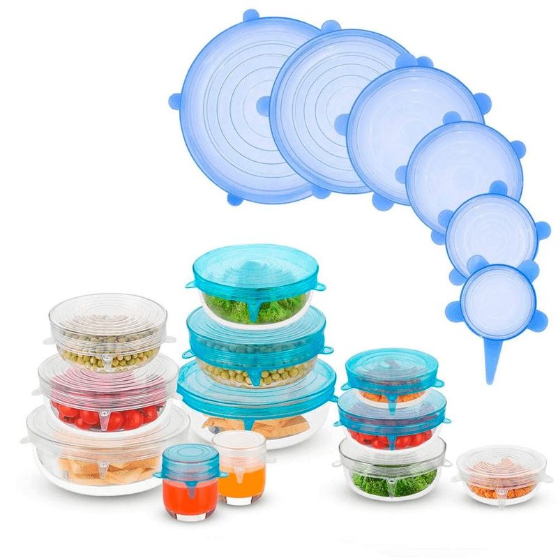 MINARI - Pack X6 Tapas de Silicona Elásticas para Táper Contendores TS150