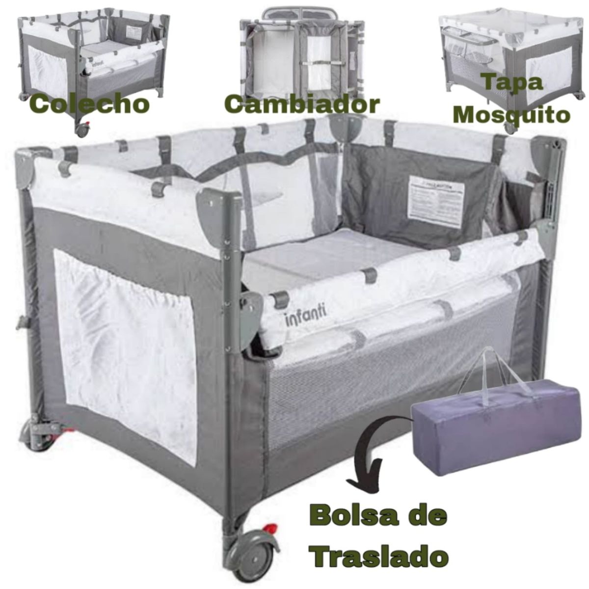 INFANTI - Cuna Corral Pack and Play Always Together Plomo