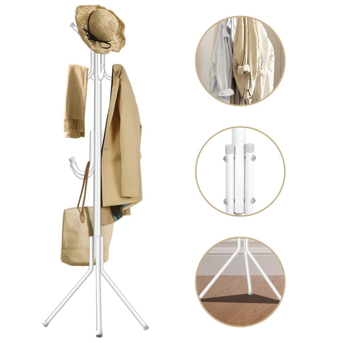 ELMEJORPRECIO - Perchero De Metal Para Entrada Sala Dormitorio Blanco