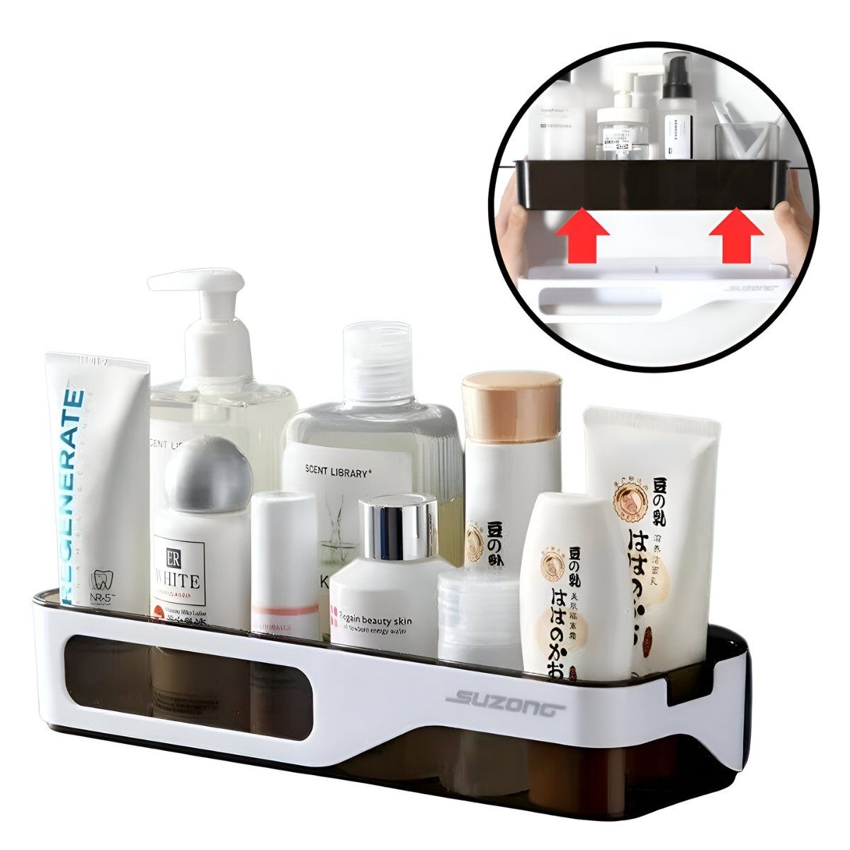 ELMEJORPRECIO - Organizador Repisa Desmontable con Escurridor y adhesivo Negro