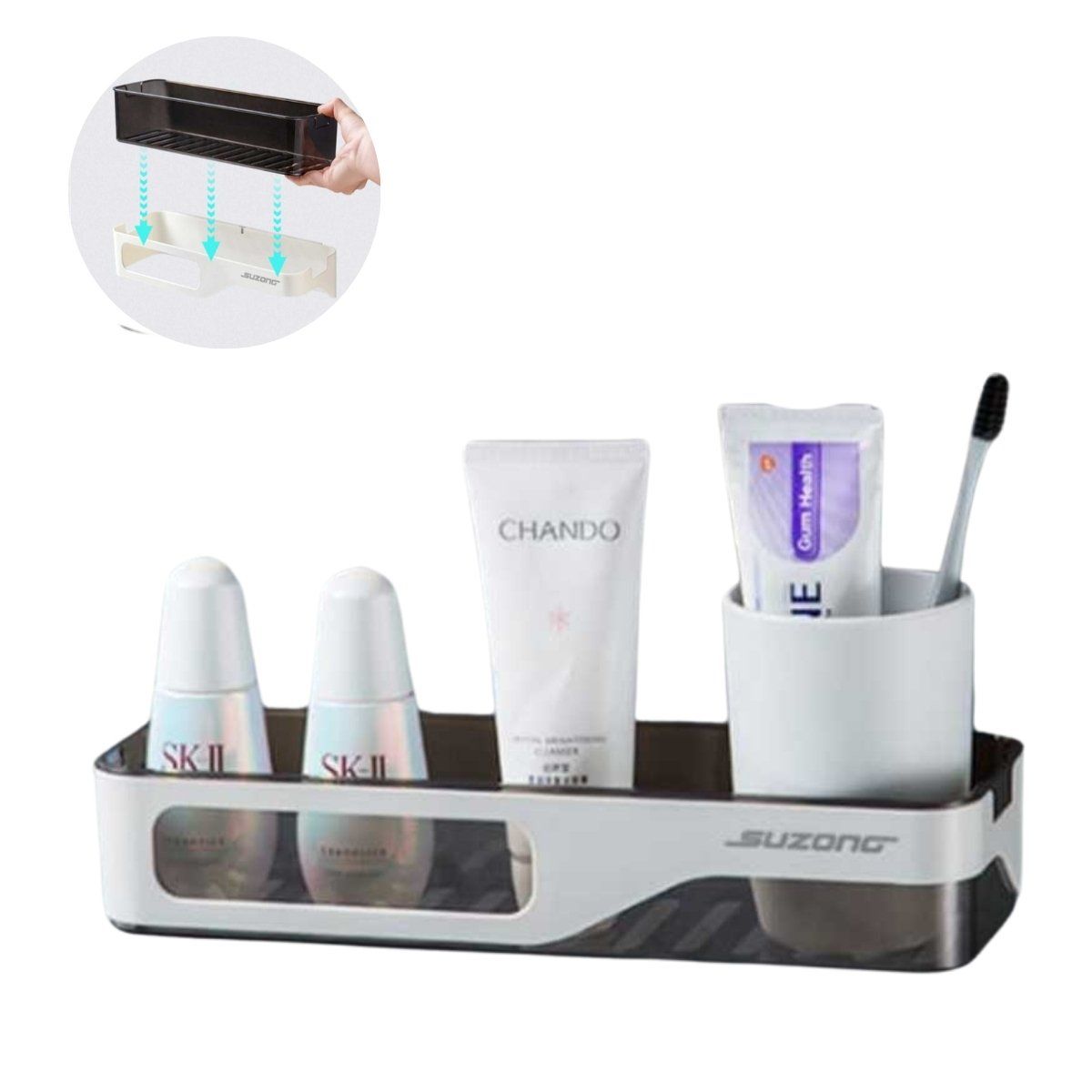 ELMEJORPRECIO - Organizador Repisa Desmontable con Escurridor y adhesivo Gris