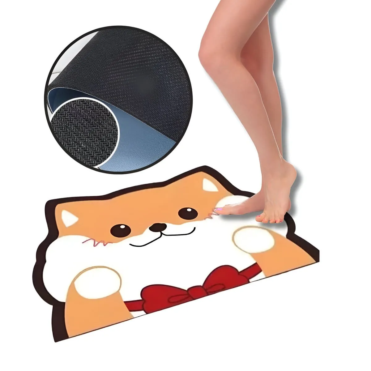 ELMEJORPRECIO - Alfombra Absorbente Antideslizante Para Baño Cocina Gato Naranja