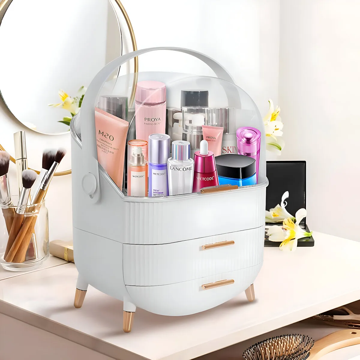 ELMEJORPRECIO - Organizador de Cosméticos Maquillaje Con Cajón Blanco