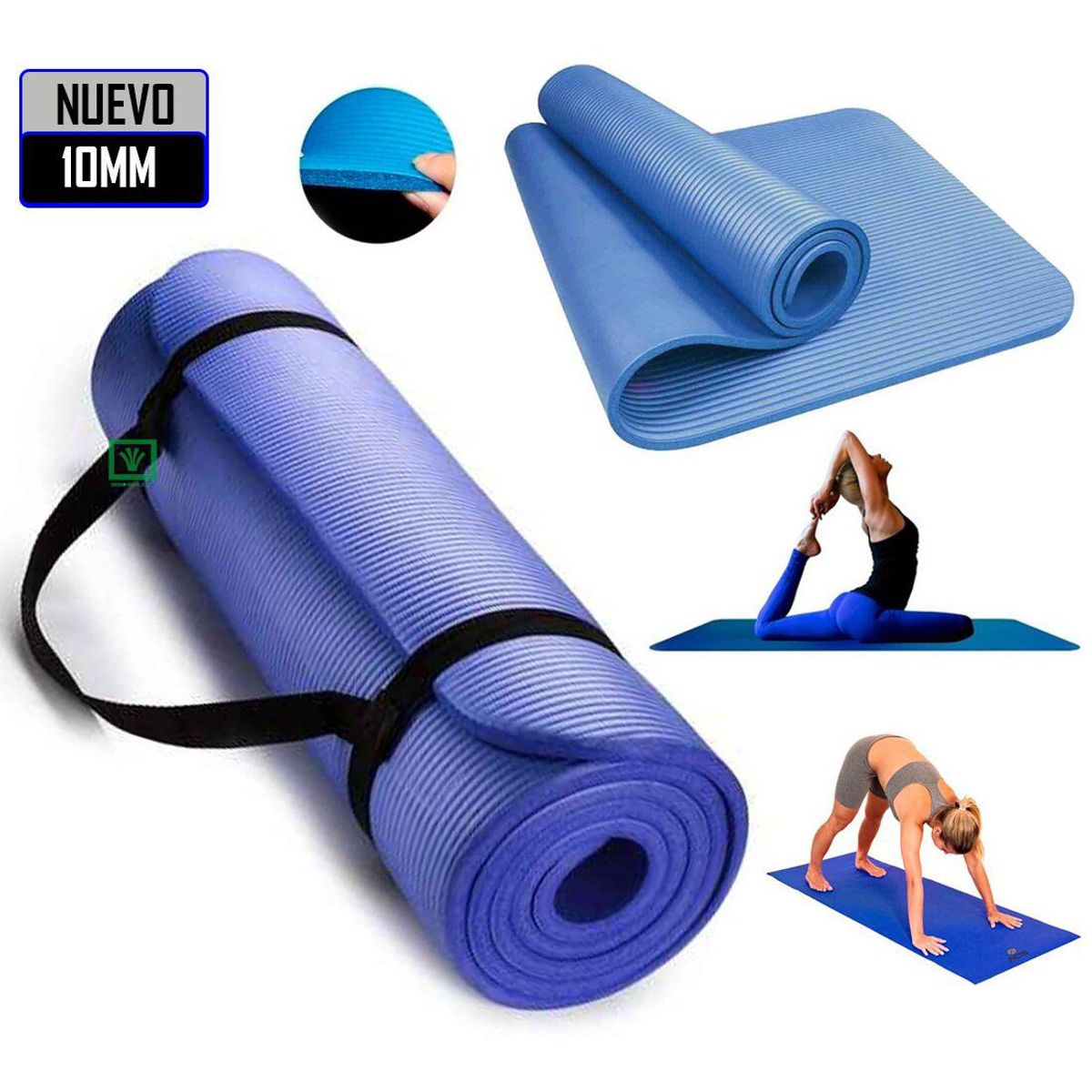 GENERICO - Mat de Yoga Pilates 10 mm Con Elástico Portátil