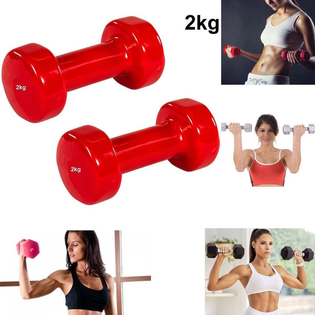 GENERICO - Par de pesas o mancuernas ergonómicas de 2 kilos