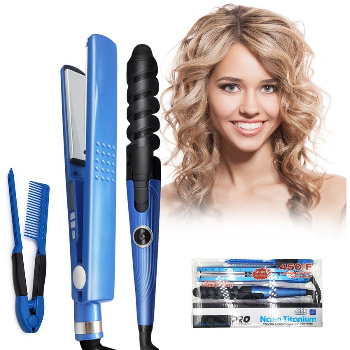 SONAR - Plancha cabello risadora alisador ionica digital led 450°fl