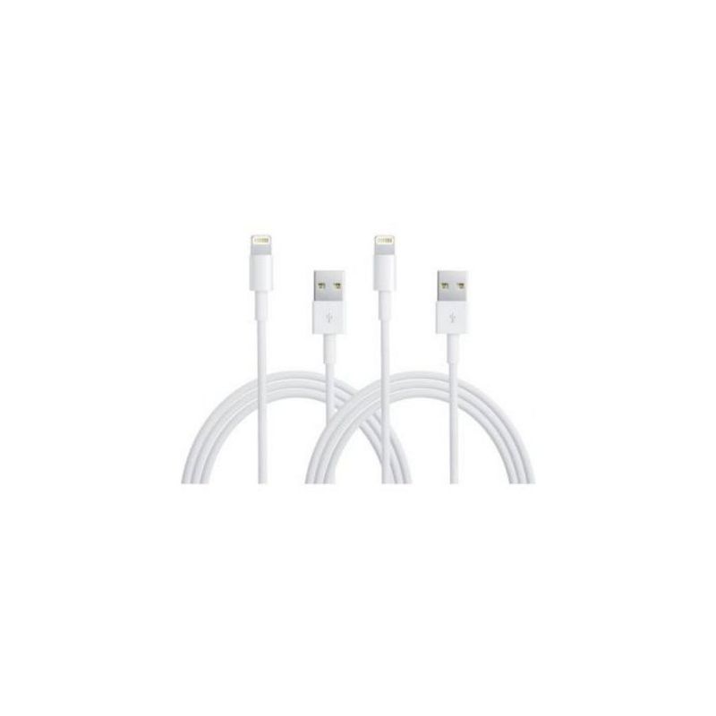 GENERICO - Pack x 2 cable de datos lightning para iphone 5g/5s/5c/6/6 plus-blanco