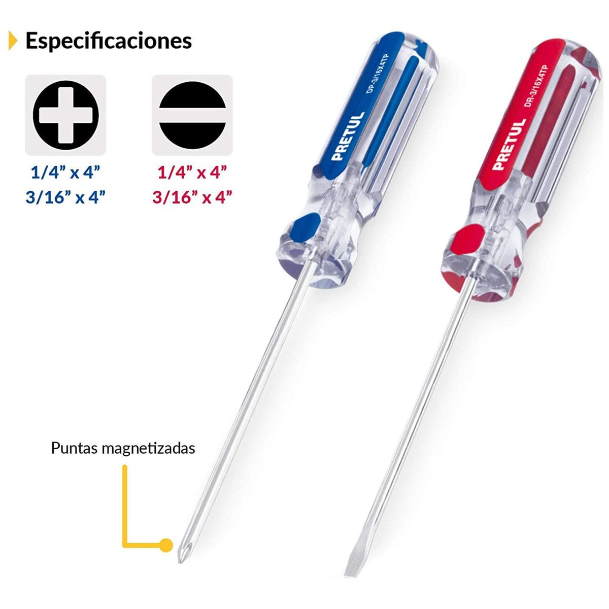 PRETUL - Desarmadores estrella y plana 14 x 4 pretul