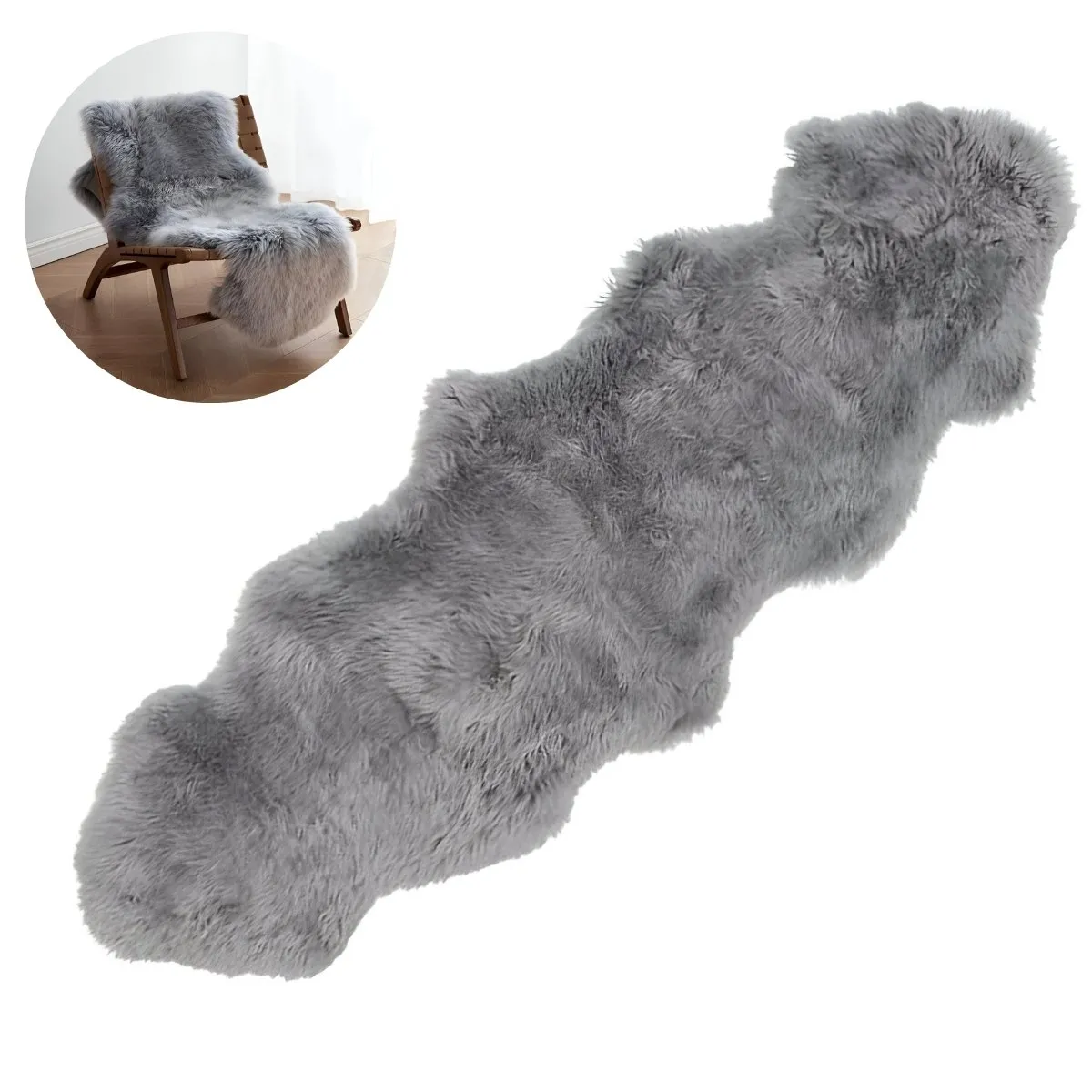 ELMEJORPRECIO - Alfombra Bajada De Cama Peluda Gris Claro