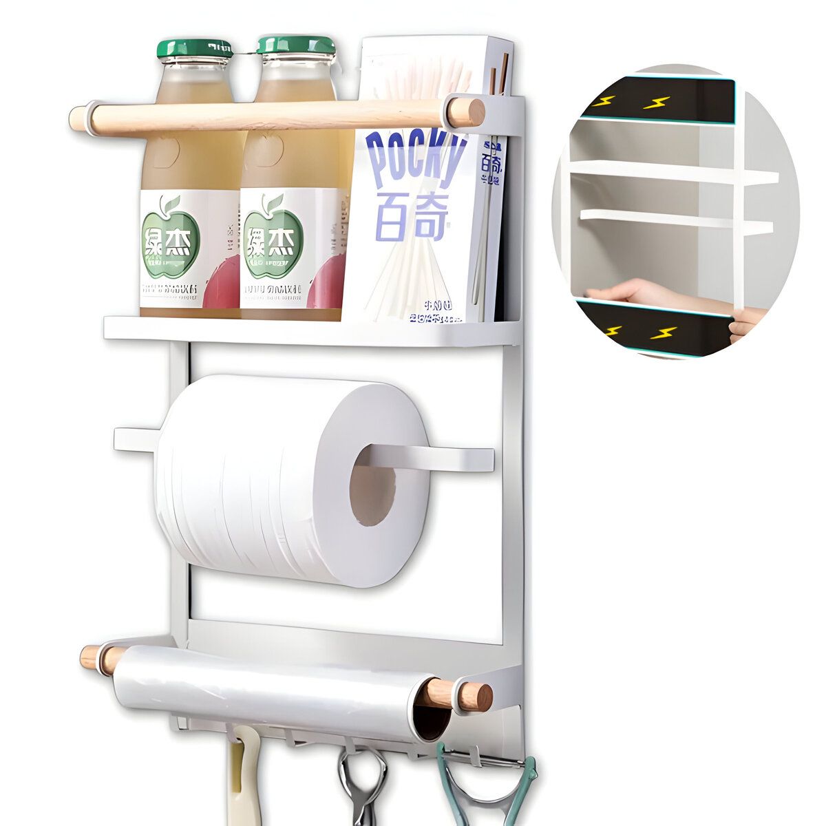 ELMEJORPRECIO - Estante Magnético Para Refrigerador O Lavadora Porta Rollo Blanco