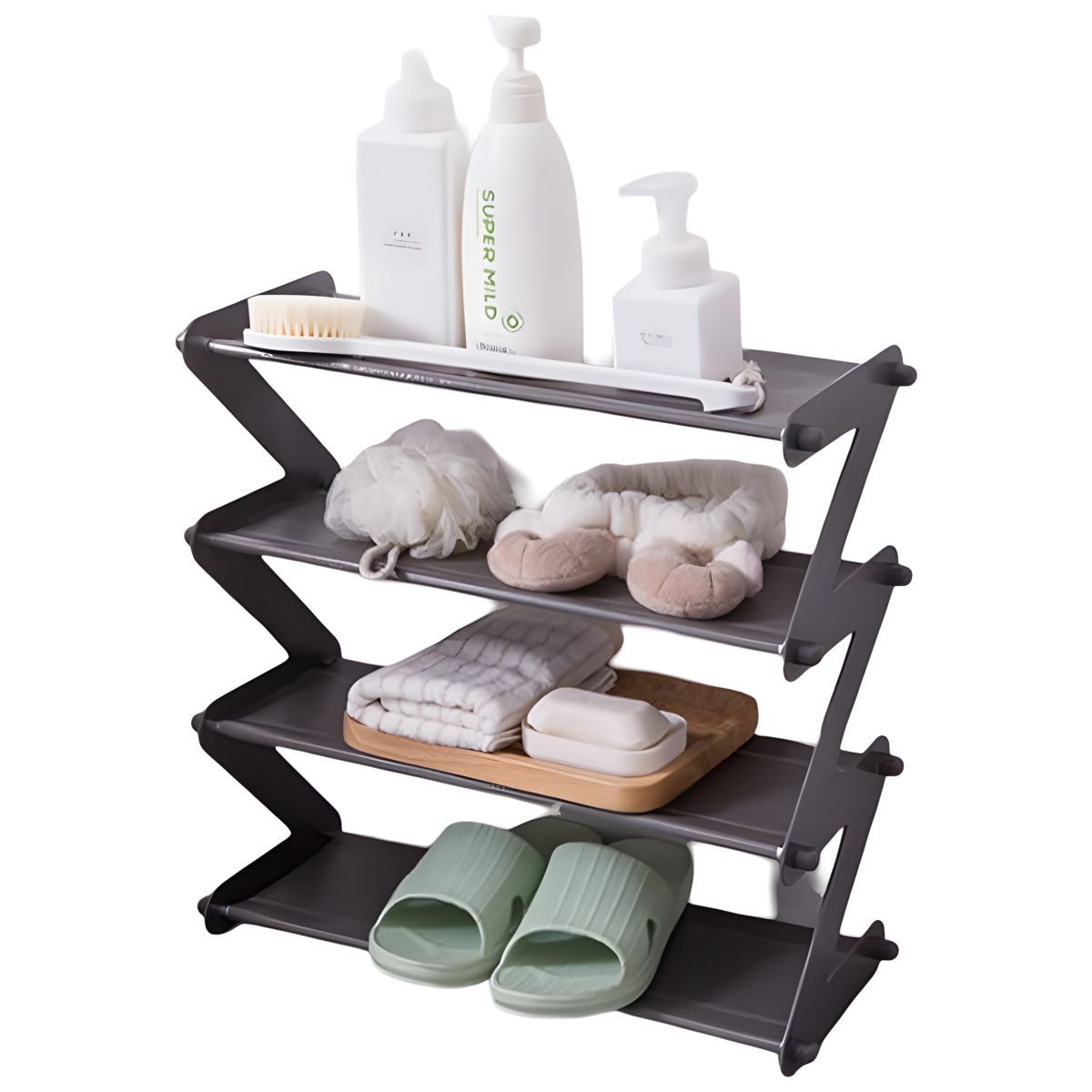 ELMEJORPRECIO - Zapatera Organizadora De 4 Niveles Gris