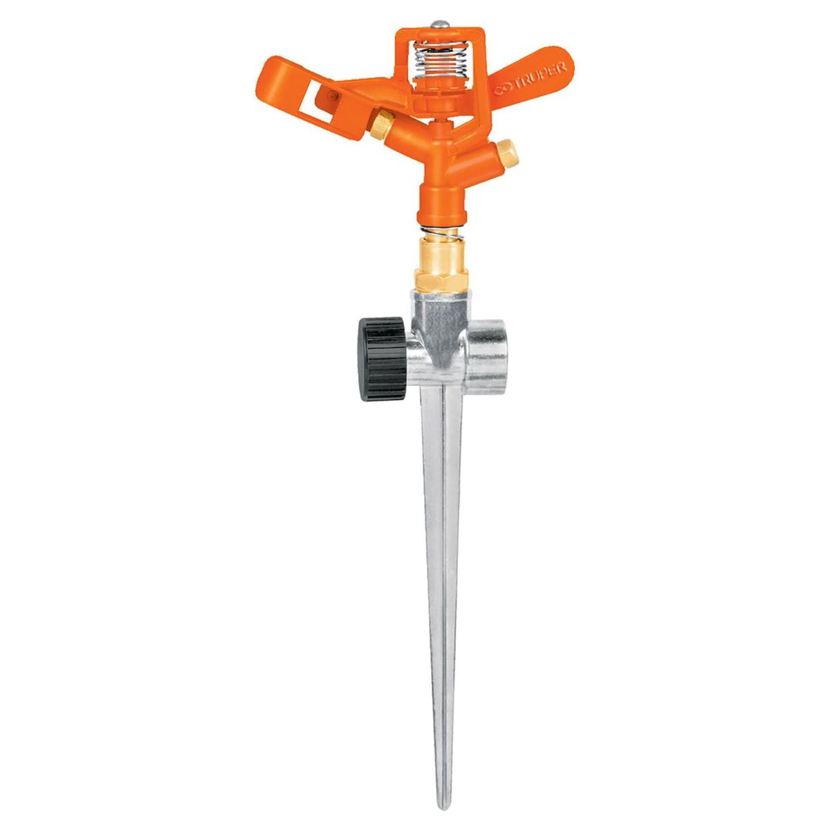 TRUPER - Regador aspersor mariposa metálico dos vías estaca metálica Truper