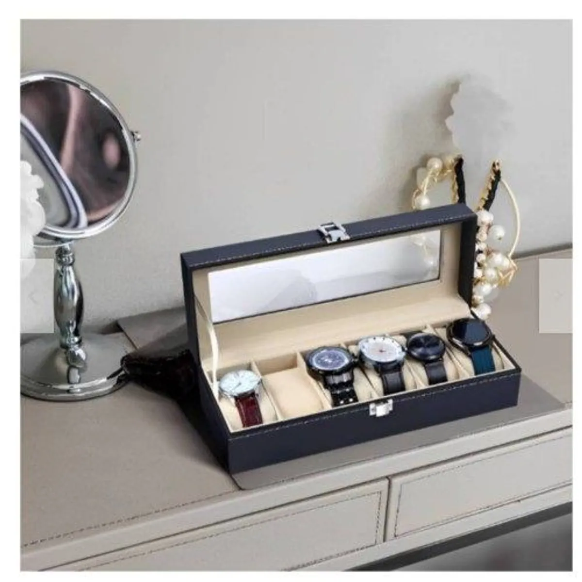 GENERICO - ESTUCHE ORGANIZADOR DE RELOJES DE 6 DIVISIONES PORTA RELOJ