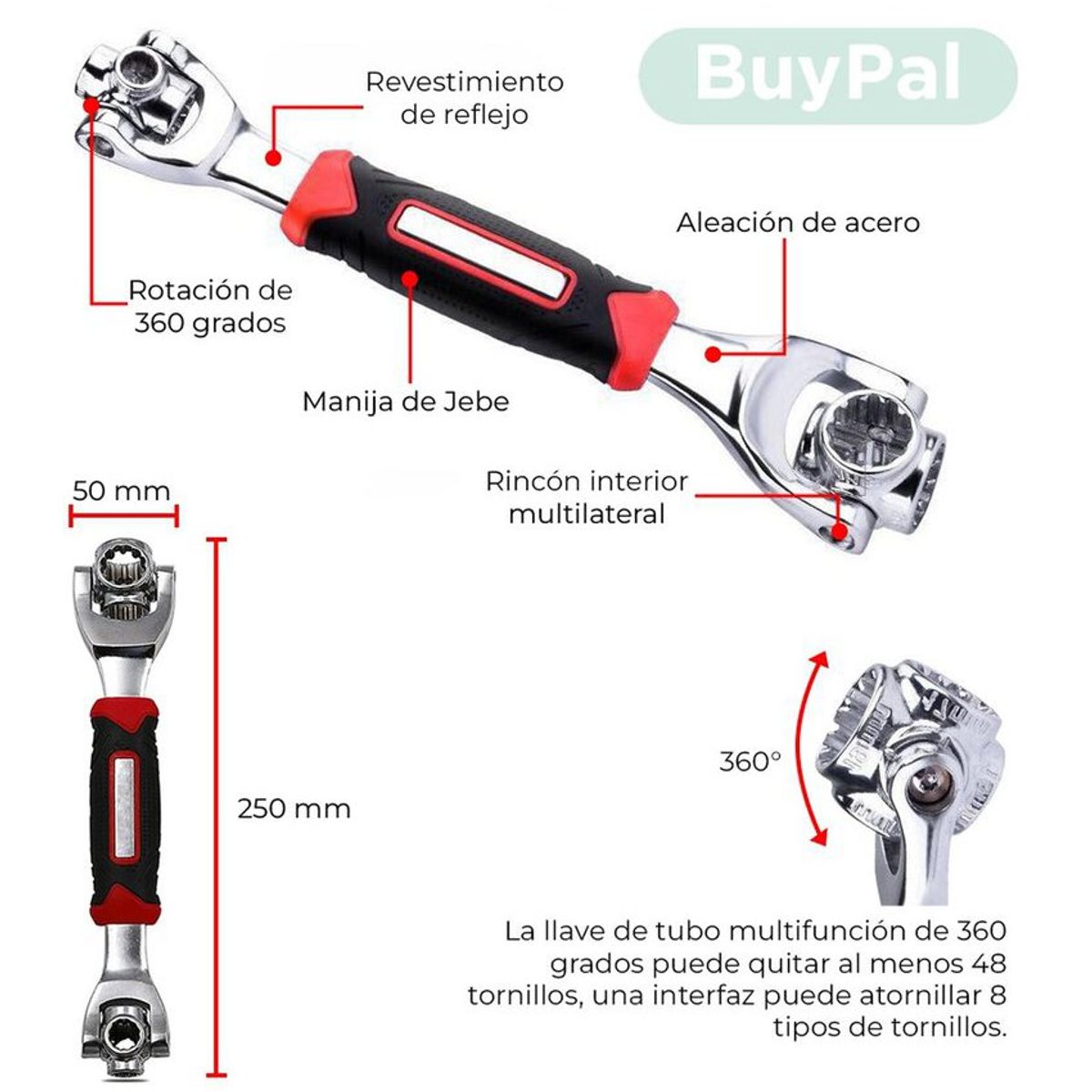 GENERICO - Llave universal wrench 48 en 1 acero herramienta tuercas
