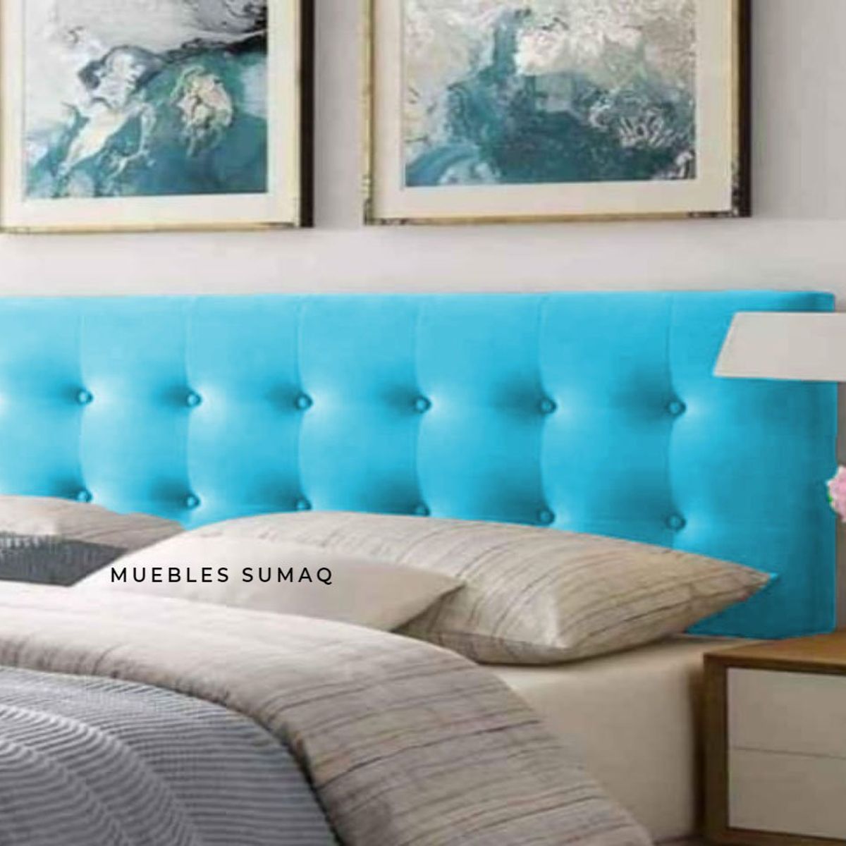 GENERICO - Cabecera tapizada - nicole - 2 plazas - color Turqueza