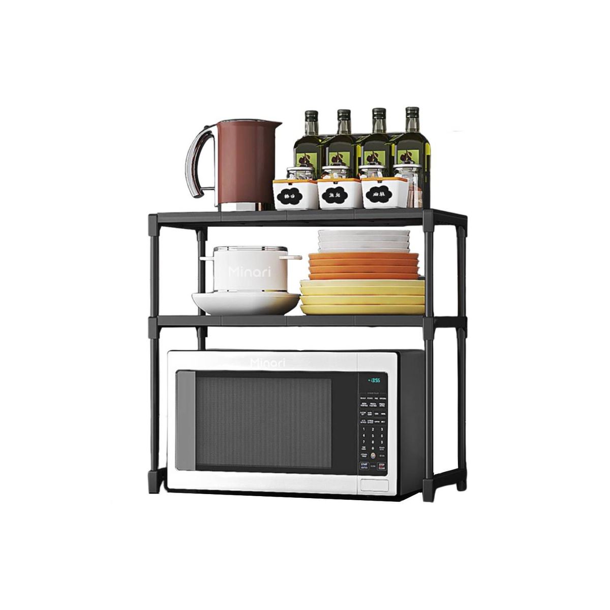 GENERICO - Estante organizador de microondas 2 niveles para cocina blanco 350e