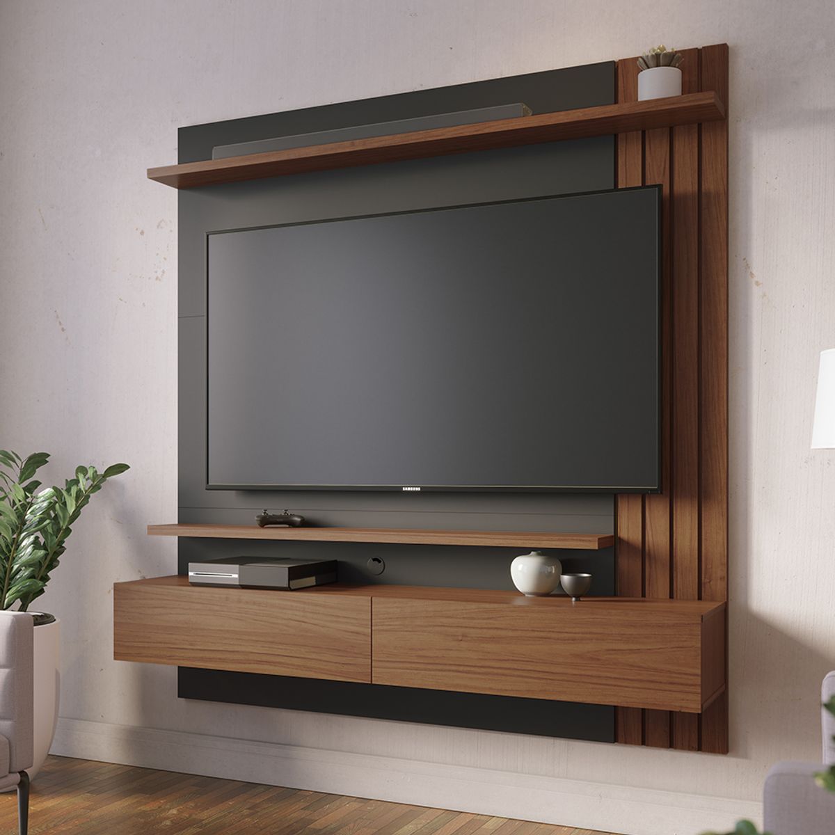 PAZART MUEBLES - CENTRO DE ENTRETENIMIENTO PANEL HONOLULU NEGRO 65