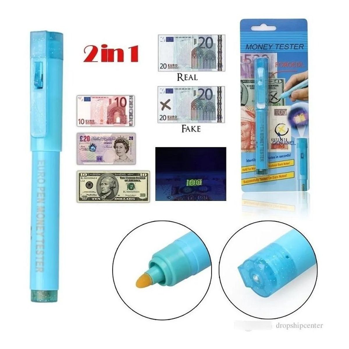 GENERICO - Detector de billetes falsos con luz ultravioleta