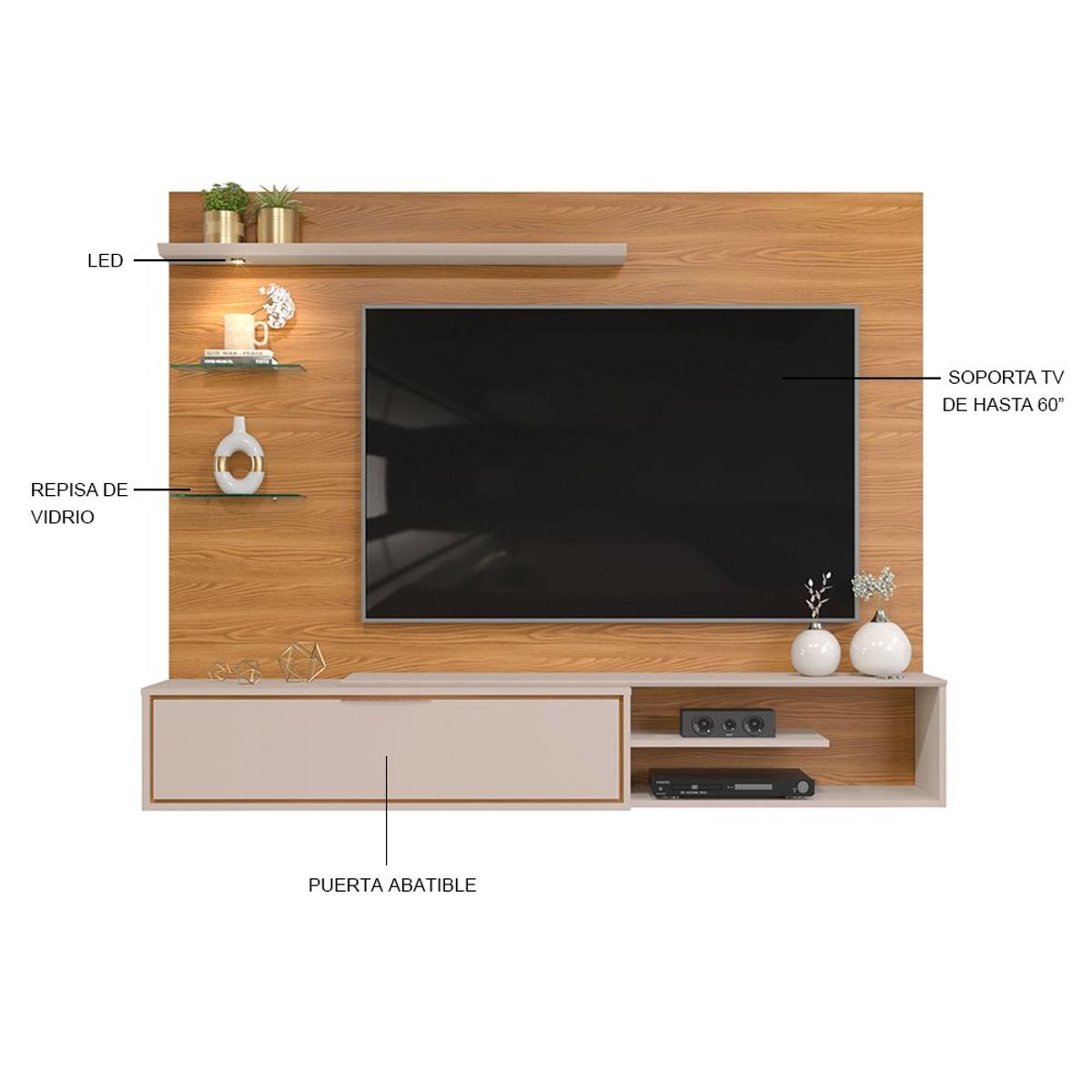 PAZART MUEBLES - CENTRO DE ENTRETENIMIENTO PANEL KIOTO MOCA