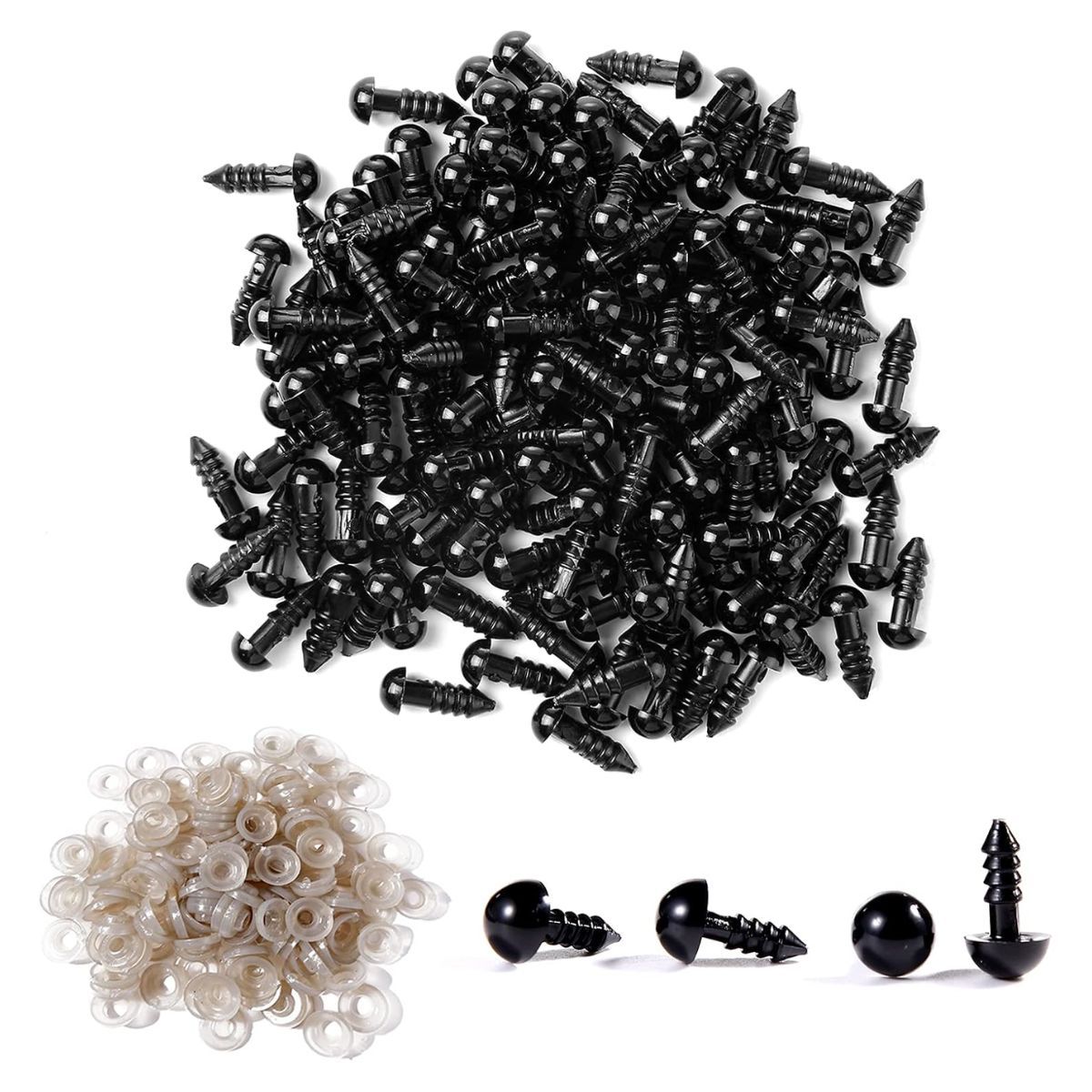 GENERICO - 8mm - 100 Pzas Ojos Negros De Seguridad Ojitos Amigurumis